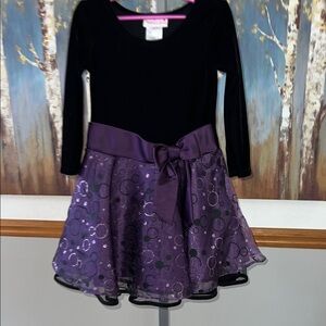 Ashley Ann Black and Purple Kids Dress